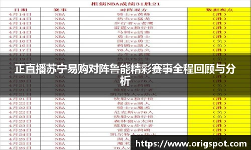 正直播苏宁易购对阵鲁能精彩赛事全程回顾与分析